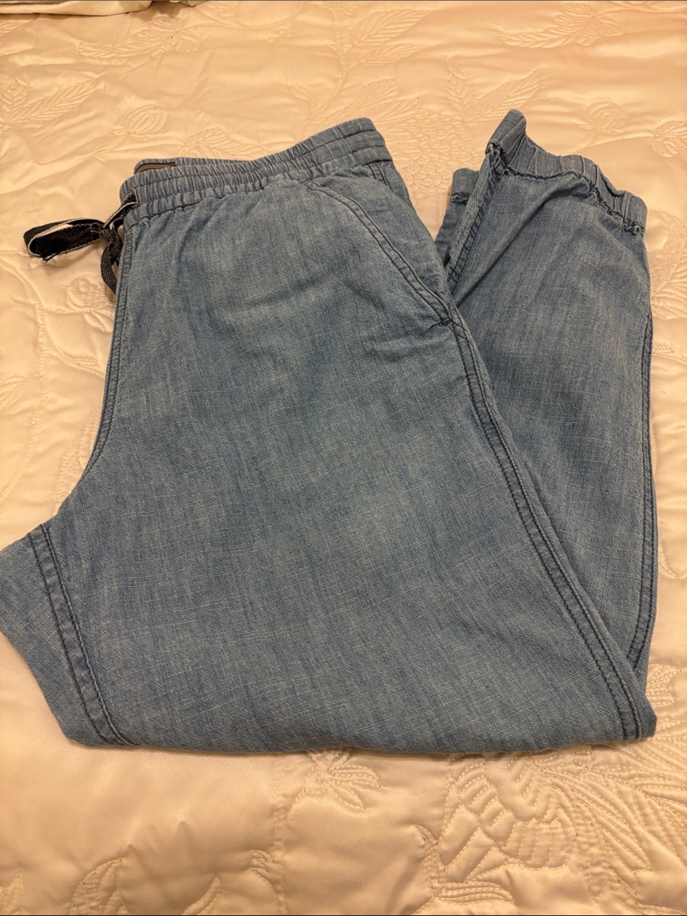 J. Crew Point Sur Light Blue Denim Cropped Jogger Pants